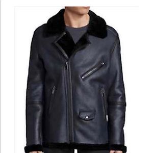 Blk Denim. Shearling leather jacket